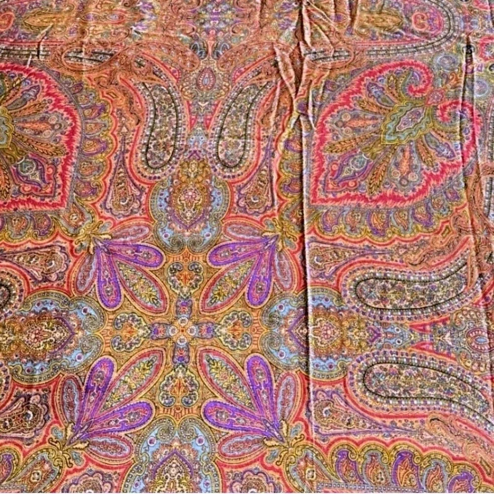 Vintage Ralph Lauren Paisley Duvet Cover Multi Color Boho Rope Trim